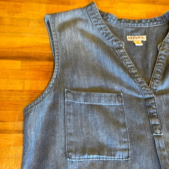 Merona Blue Denim Sleeveless Dress M - Picture 3 of 8